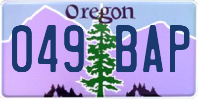 OR license plate 049BAP