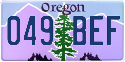 OR license plate 049BEF