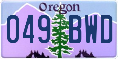 OR license plate 049BWD