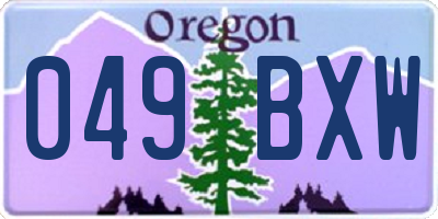 OR license plate 049BXW