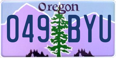 OR license plate 049BYU