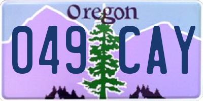 OR license plate 049CAY