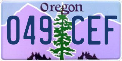 OR license plate 049CEF