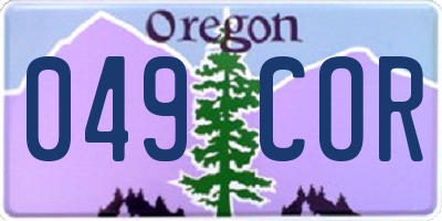 OR license plate 049COR