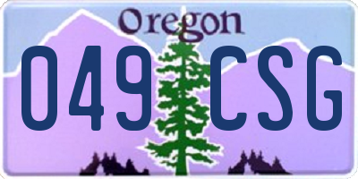 OR license plate 049CSG