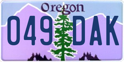 OR license plate 049DAK