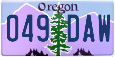 OR license plate 049DAW