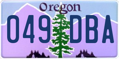 OR license plate 049DBA