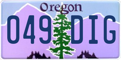 OR license plate 049DIG