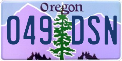 OR license plate 049DSN
