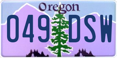 OR license plate 049DSW