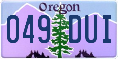 OR license plate 049DUI