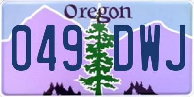 OR license plate 049DWJ