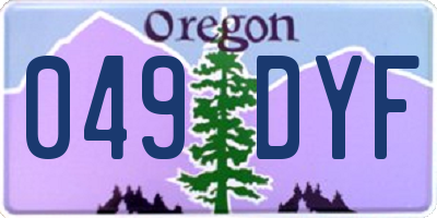 OR license plate 049DYF