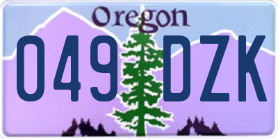 OR license plate 049DZK