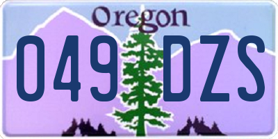OR license plate 049DZS