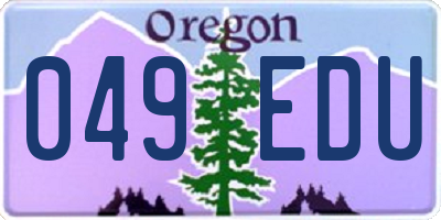 OR license plate 049EDU