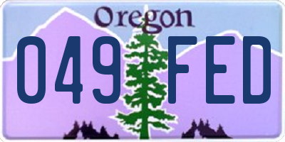 OR license plate 049FED