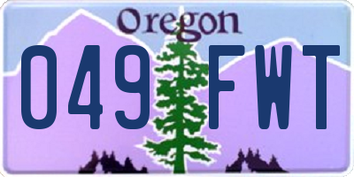 OR license plate 049FWT
