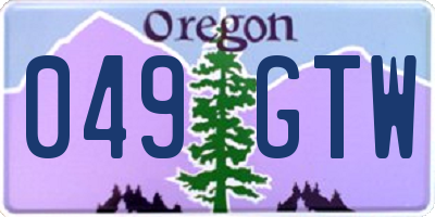 OR license plate 049GTW