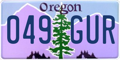 OR license plate 049GUR