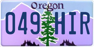 OR license plate 049HIR