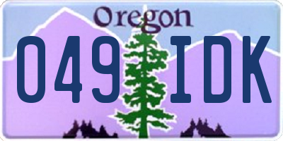 OR license plate 049IDK
