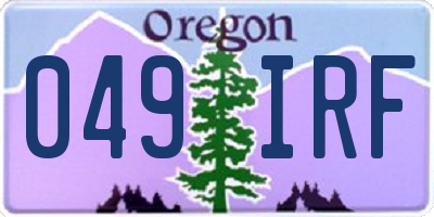 OR license plate 049IRF