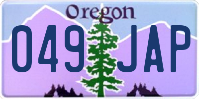 OR license plate 049JAP