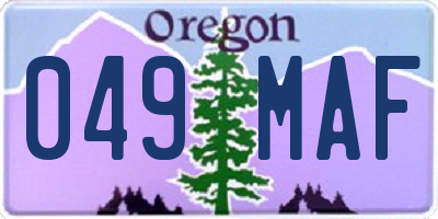 OR license plate 049MAF