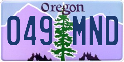 OR license plate 049MND