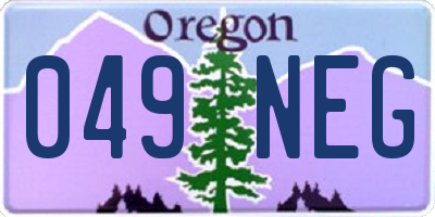 OR license plate 049NEG
