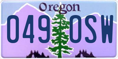 OR license plate 049OSW