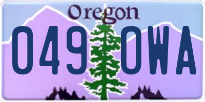 OR license plate 049OWA