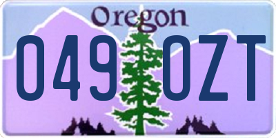 OR license plate 049OZT