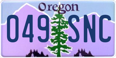 OR license plate 049SNC
