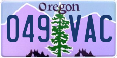 OR license plate 049VAC