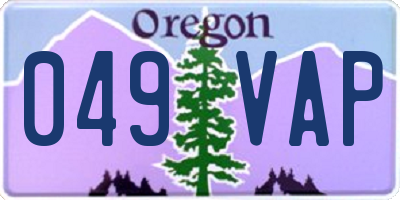 OR license plate 049VAP