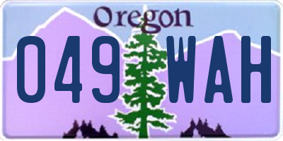 OR license plate 049WAH