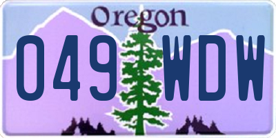 OR license plate 049WDW