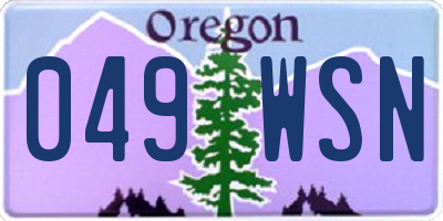 OR license plate 049WSN
