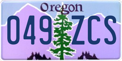OR license plate 049ZCS