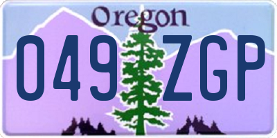 OR license plate 049ZGP