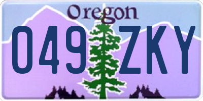 OR license plate 049ZKY