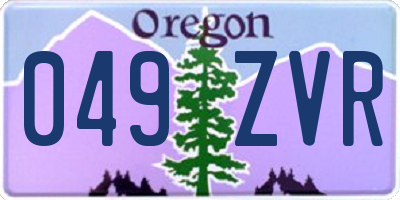 OR license plate 049ZVR