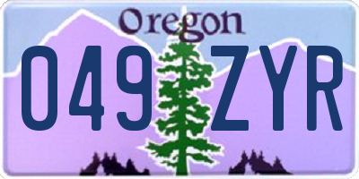 OR license plate 049ZYR