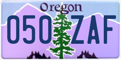 OR license plate 050ZAF