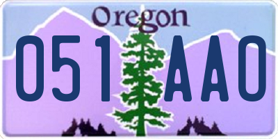 OR license plate 051AAO
