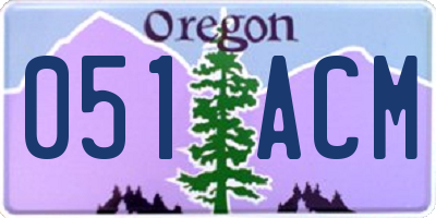 OR license plate 051ACM