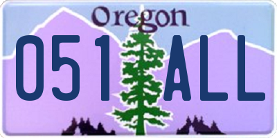 OR license plate 051ALL